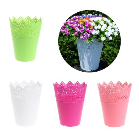 Solid Color Floral Hhollow Design Plastic Flower Vase Garden Home Decoration New