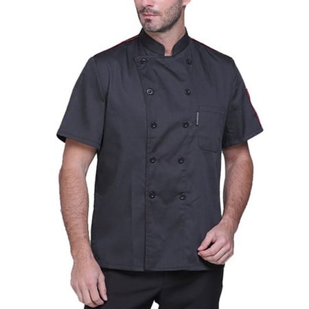 Chef Apparel Unisex Short Sleeve Chef Jacket Coat Restaurant Cooking Uniform D 