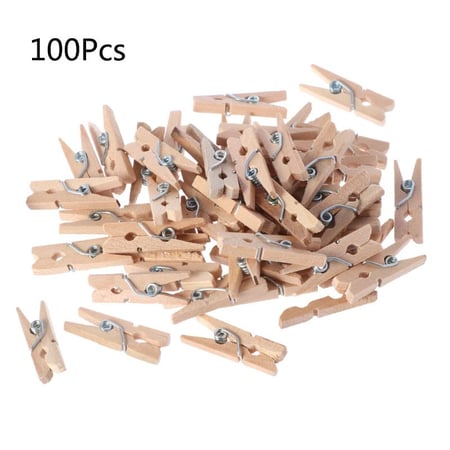 100Pcs/Set Mini DIY Wooden Clothes Photo Paper Pegs Clothespin Cards Craft Clips