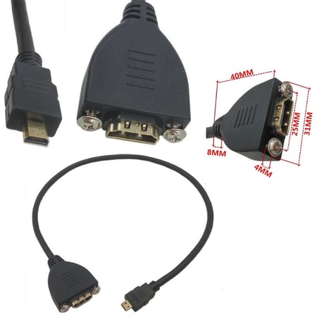 Mingzhu 50cm Micro HD-MI Male to HD-MI Female Extension Cable with Screw Panel Mount 