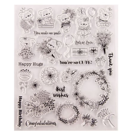 Happy Father's Day Bear Silicone Clear Seal Stamp DIY Scrapbooking Embossing Pho 