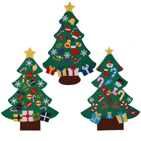 DIY Felt Christmas Tree Snowman Set Xmas Wall Hanging Decor Kids New Year GifLD 