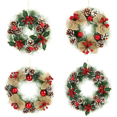 40cm Christmas Wreath Front Door Ornament Wall Artificial Pinecone Garland