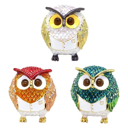 Mini Jewelry Trinket Box Storage Jewelry Display Owl-Shape Ornament Jewelry Box 