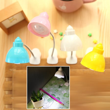 White Candy Color Mini Table Clip On LED Adjustable Book Light Night Reading Lamp