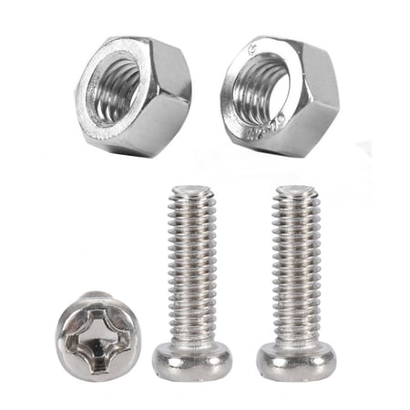 M2 x 10mm 304 Stainless Steel Phillips Pan Head Screws Nuts w Washers 30 Sets 