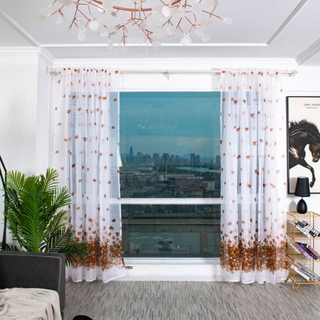 100x120cm Flower Leaf Pattern Sheer Tulle Curtain Home Window Living Room Decor 