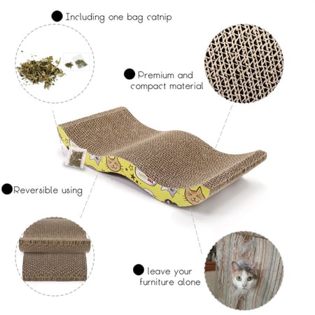 Binchil Pet Kitten Scratch Scratcher Pad Seize Catch Board Mat Catnip Bed M shape 