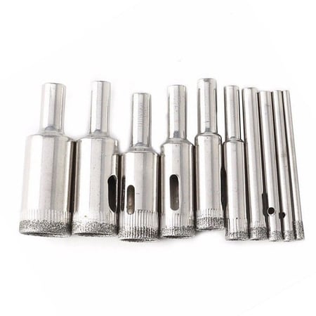 10pcs 3-18mm Diamond Coated Core Hole Saw Drill Bit Set Tools For Glass Marble D 