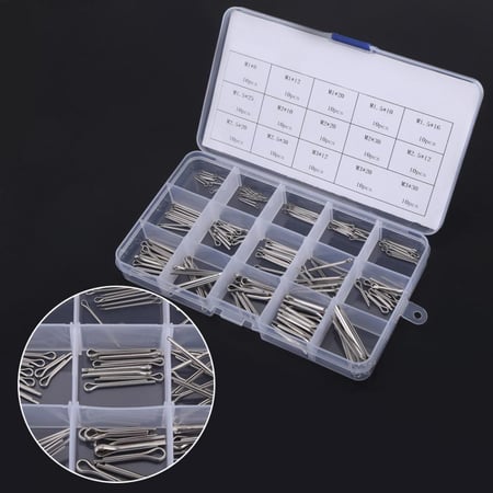 150Pcs/Set 15 Kinds Stainless Steel Split Cotter Pins Assortment Kit with Box 