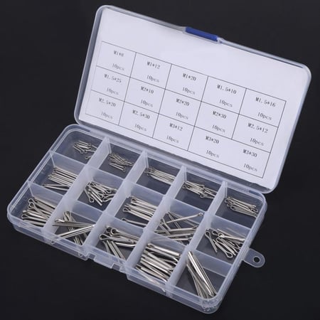 150Pcs/Set 15 Kinds Stainless Steel Split Cotter Pins Assortment Kit with Box 