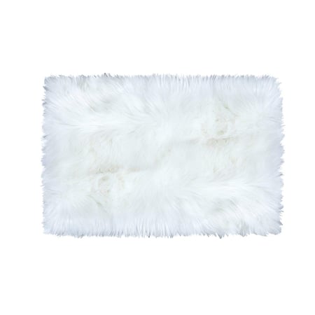 Super Soft Faux Fur Sheepskin Area Rug, White Faux Fur Area Rug