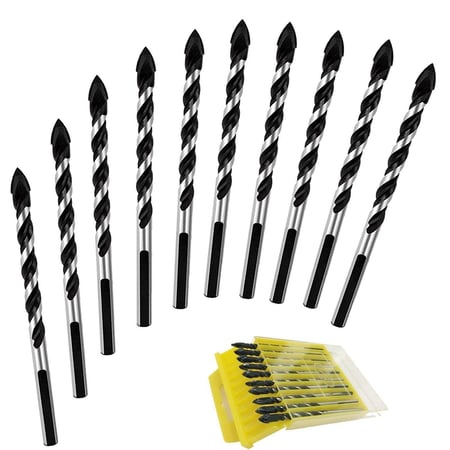 Strong and Sturdy Drill Bit Set of 5 Multi-Material Carbide Drill Bits for Ceramic Tiles Concrete Brick Glass Plastic Masonry and Wood Long Lasting 