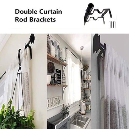 Double Curtain Rod Holders Brackets Set, How To Hang Curtain Rod Brackets