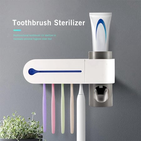 UV Lights Sterilizer Toothbrush Holder Cleaner Automatic Toothpaste Dispenser US