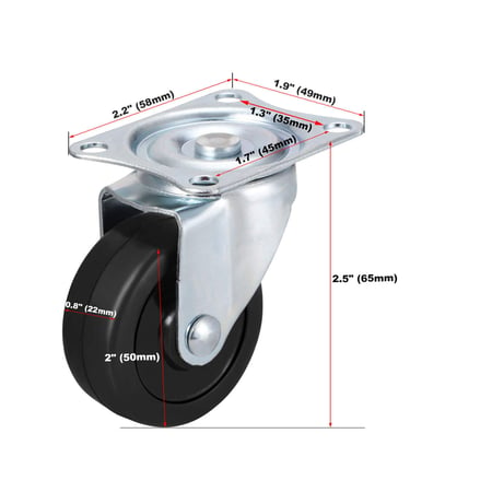 1.5'' 2'' Dia New Heavy Duty Black Swivel Castor Wheels Trolley Furniture Caster 