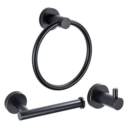 Matte Black Bathroom Accessories Kit, Black Bathroom Hardware Set