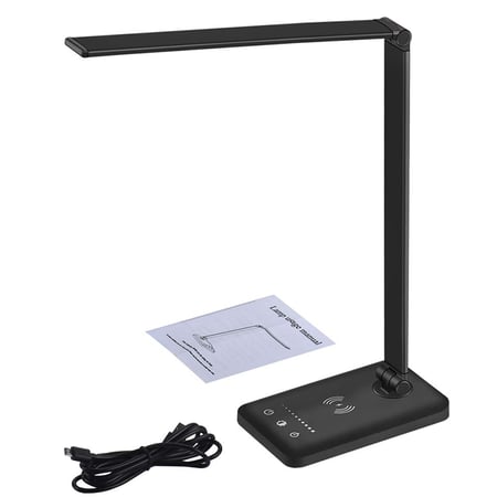 Black Sensitive Control 30/60 min Auto Timer LED Desk Lamp Table Lamp Reading Lamp with USB Charging Port 5 Lighting Modes 5 Brightness Levels Eye-Caring Office Lamp 