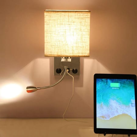 Modern Led Wall Lamp Bedside Bedroom, Headboard With Usb Ports And Lights