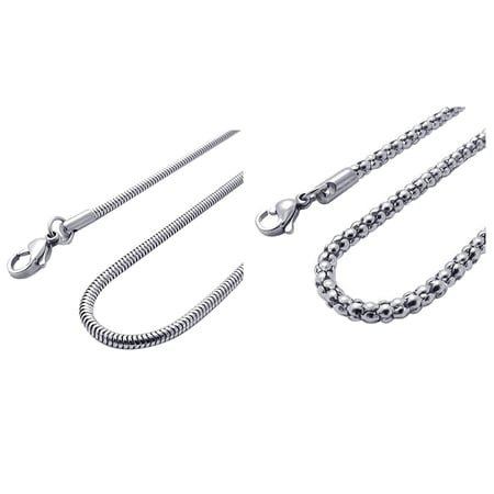2 Pcs Stainless Steel Curb Chain Necklace Silver Color 3 Mm Wide 55 Cm Long Width 2 Mm Length 50 Cm Buy 2 Pcs Stainless Steel Curb Chain Necklace Silver