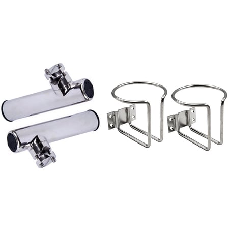 4PCS Boat Stainless Steel Rail Mounted Clamp on Rod Holder Double Wire-FREE SHIP