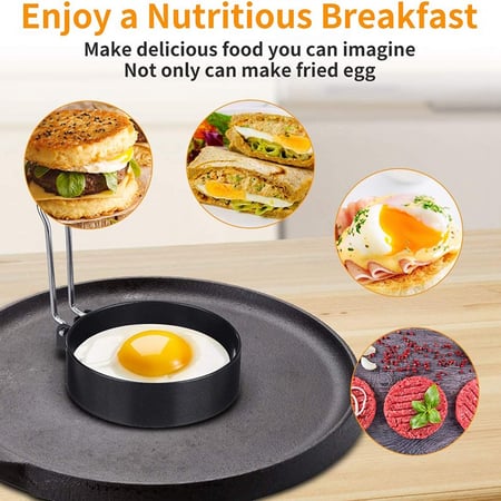 4 Pack Stainless Steel Egg Ring Molds With Non Stick Metal Shaper Circles For Fried Egg McMuffin Sandwiches,Frying Or Shaping Eggs,Breakfast Household Kitchen Cooking Tool Omelette Egg Ring