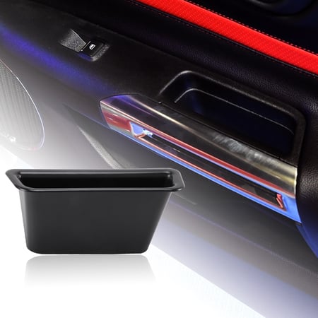 Black Front Row Door Side Storage Box Handle Armrest Container For Ford Mustang 