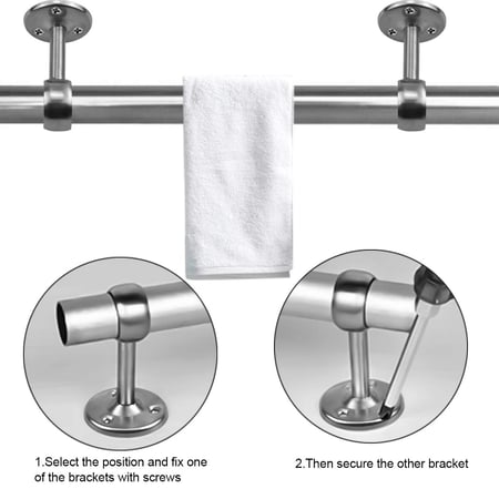 2 Pieces Curtain Rod Holder Stainless, Metal Shower Curtain Rod Holders