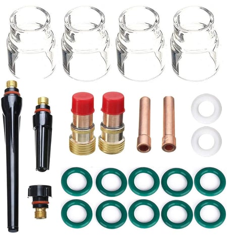 TIG Stubby Gas Lens Collet Body 2.4mm 17GL332 Collet 10N24S Pyrex Cup Kit for DB SR WP 17 18 26 TIG Torch Welding Accessories 9pcs