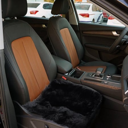 Black Faux Sheepskin Car Seat Home Cushion Fur Pad Cover Warm Mat S Reviews Zoodmall - Faux Sheepskin Car Seat Covers Black