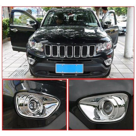 For Jeep Compass 2011-2014 Chrome Front Grille Vent Hole Grill Frame Cover Trim