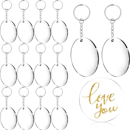 48 Pieces Acrylic Transparent Circle Discs Christmas Decoration Set Keychain Blanks Round Clear Transparent Acrylic Tags for DIY Projects Crafts 2 Inch x 2.3 mm 