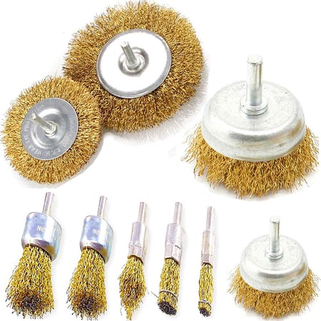 10 Pcs Brass Wire Brushes Pen Shape Drill Brush for Remove Rust,Corrosion,Paint Brush with Shank for Polishing Rotary Tools
