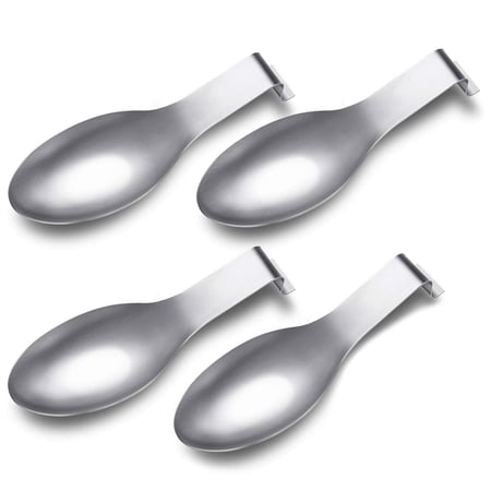 Monland 4 Packs Spoon Spatula Rest Steel Large Spoon Ladle Holder for Restaurant Home Use Dishwasher Safe