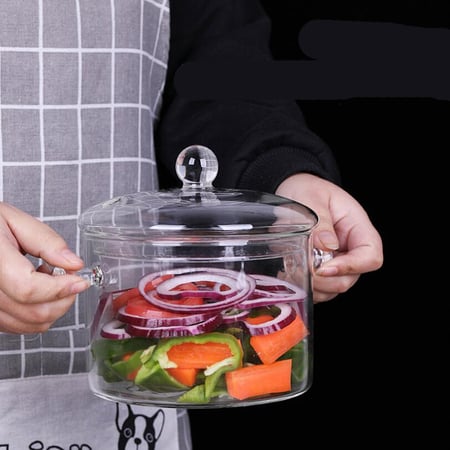 Household Transparent 1300ml Glass Soup Pot Stove Heating Glass Cooking Tool