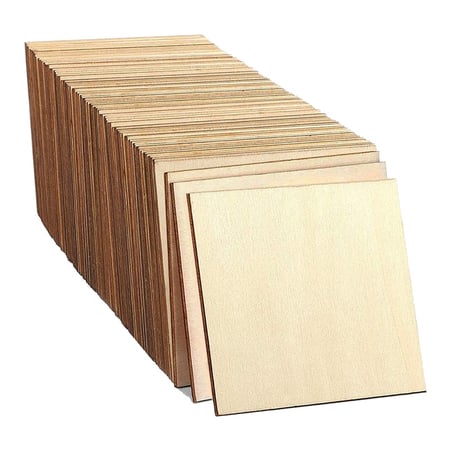 10pcs Hot Unfinished Wood Pieces Wooden Squares Cutout Tiles 4" x 4" for DIY