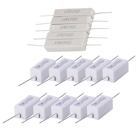 15 Pcs Wirewound Ceramic Cement Resistors 5 White 5 Pcs 330 Ohm 10w Watt 10 Pcs 100 Ohm 5w Watt Buy 15 Pcs Wirewound Ceramic Cement Resistors 5 White 5