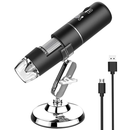 200X Wireless Wi-Fi Digital Zoom Microscope 1.0MP Camera 8-LED Light Handheld Magnifying Glass Magnifier for iOS/Android US plug 