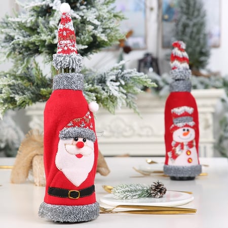 Christmas Santa Claus Wine Bottle Cover Dinner Party Table Xmas Decor Supply 