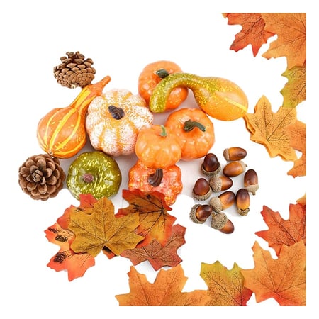 Fake Maple Leaves Gourds Harvest Decorations Artificial Autumn Foam Pumpkins Decorations Pine Cones and Acorns Set Fall Decor for Home 266 Pcs Thanksgiving Decorations for Home 