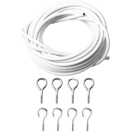 Curtain Wire And Hooks Set 3 Meters, Curtain Rod Wire Set With Clips