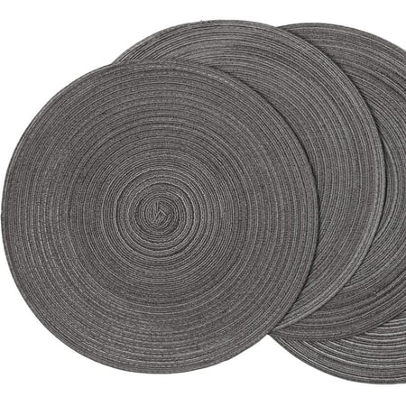 Round Braided Placemats Set Of 8, Black Circular Table Mats