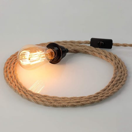 Pendant Light Cord Hanging Kit With Switch Plug In 15ft Hemp Rope Hang Lamp Industrial Set Us Pendant Light Cord Hanging Kit, Hanging Pendant Light Kit Plug In