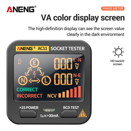 ANENG AC11 Digital Smart Socket Tester Voltage Detector Screen Display Tester 