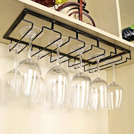 5 Slots Wine Glass Rack Under Cabinet, Wine Glass Rack Light Fixture