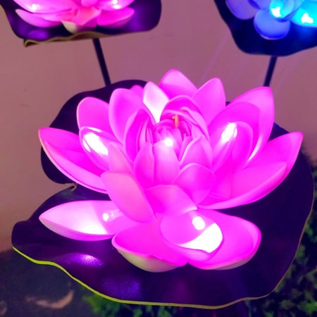 2pcs Led Stake Lights Solar Lotus, Flower Floor Lamp Led
