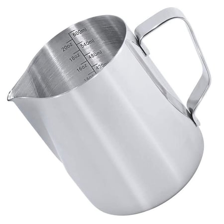 Milk Frothing Pitcher 600 Ml Milk Jug With Scale Cup Ml Ounce Stainless Steel Milk Pitcher Cup Coffee Latte Jug Buy Milk Frothing Pitcher 600 Ml Milk Jug With Scale Cup Ml Ounce