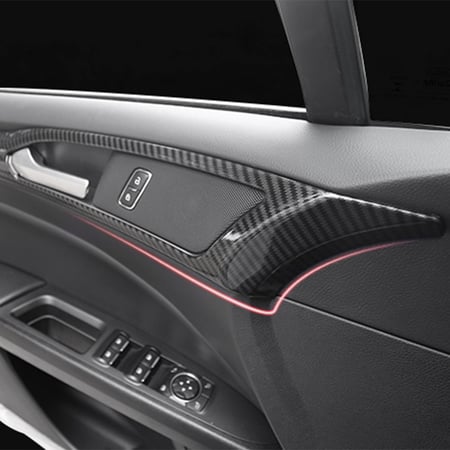 Black Carbon Fiber Inner Door Handle Panel Trim For Ford Fusion Mondeo 2013-2019