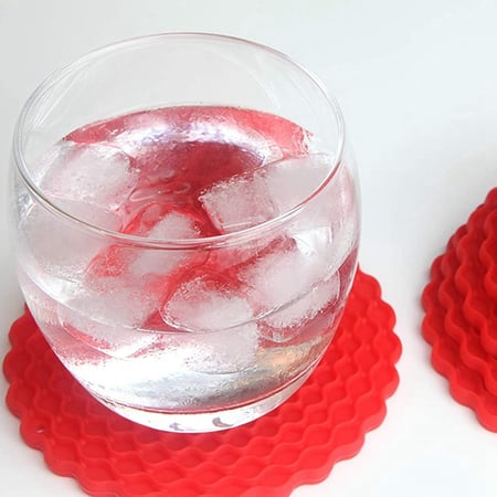 Red Drinks Coasters Set Silicone,Non Slip,Heatproof Easy to Clean.Decorative Home Accessories That All Surfaces. - Drinks Coasters Set Silicone,Non Slip,Heatproof Easy to Clean.Decorative Home Accessories That Protect All Surfaces.: