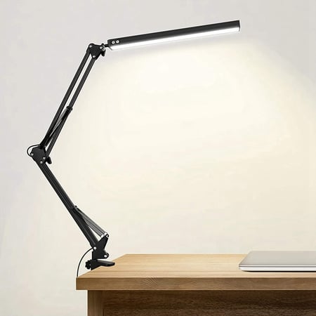 Led Desk Lamp With Clamp Adjustable, Adjustable Swing Arm Table Lamp